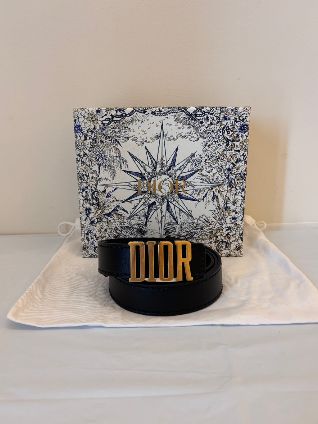 Dior black pure leather belt