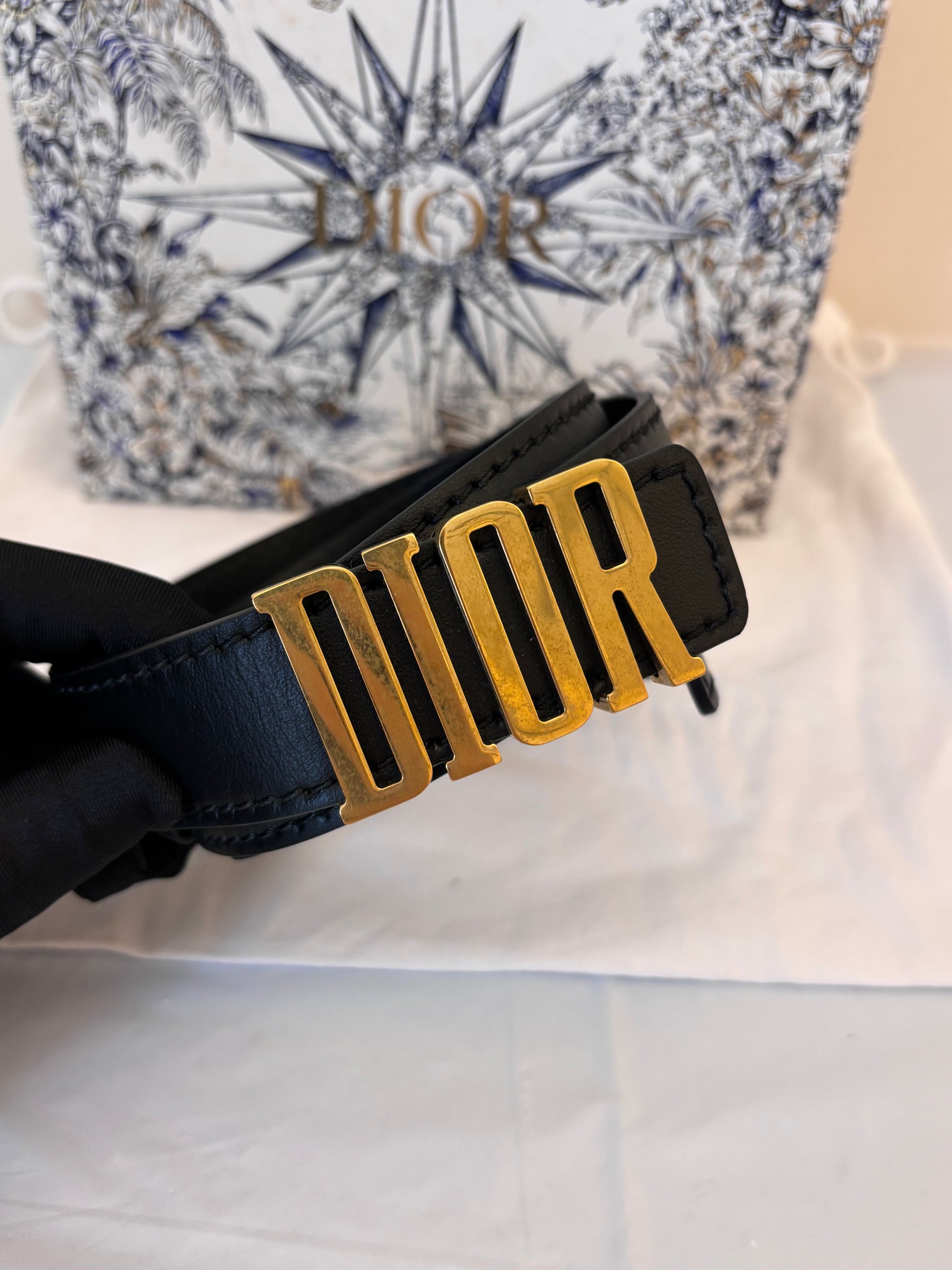 Dior black pure leather belt