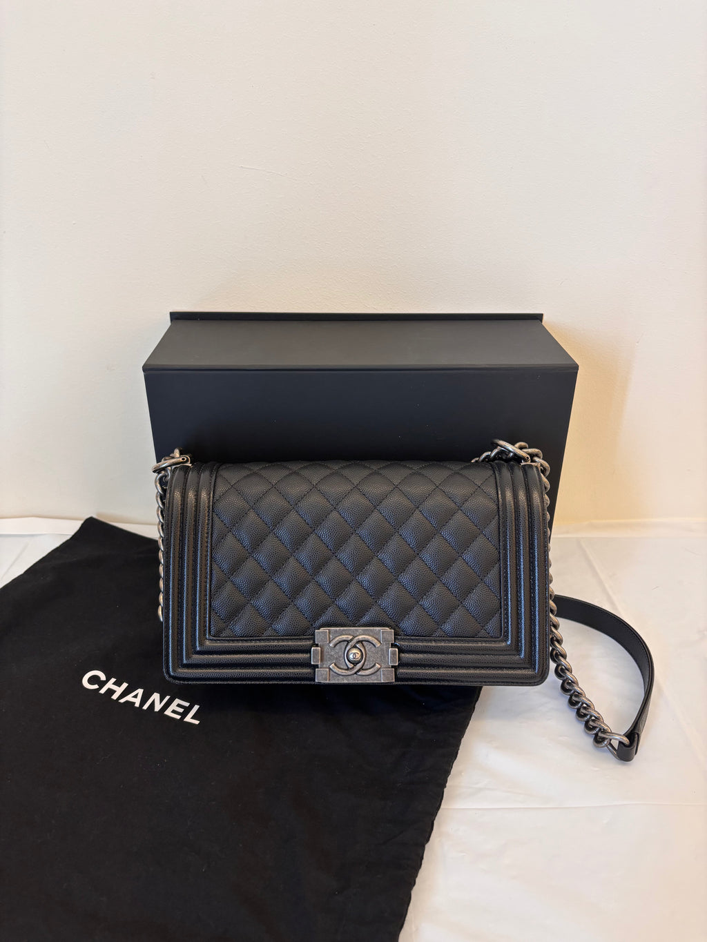 Chanel Black silver Medium Leboy