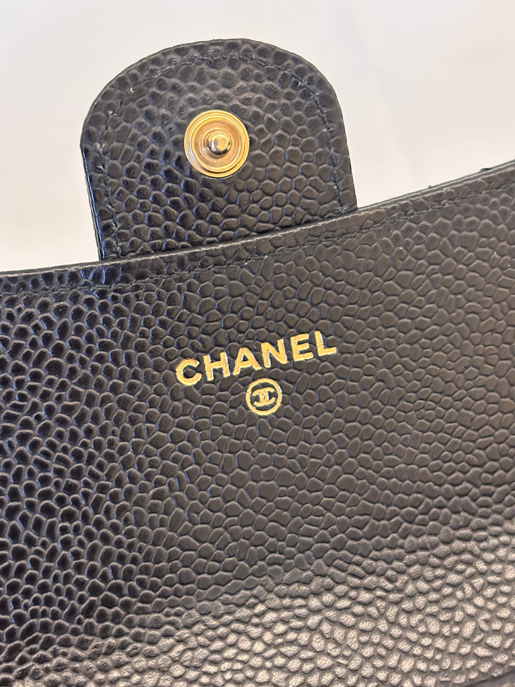 Chanel Black gold long flip wallet