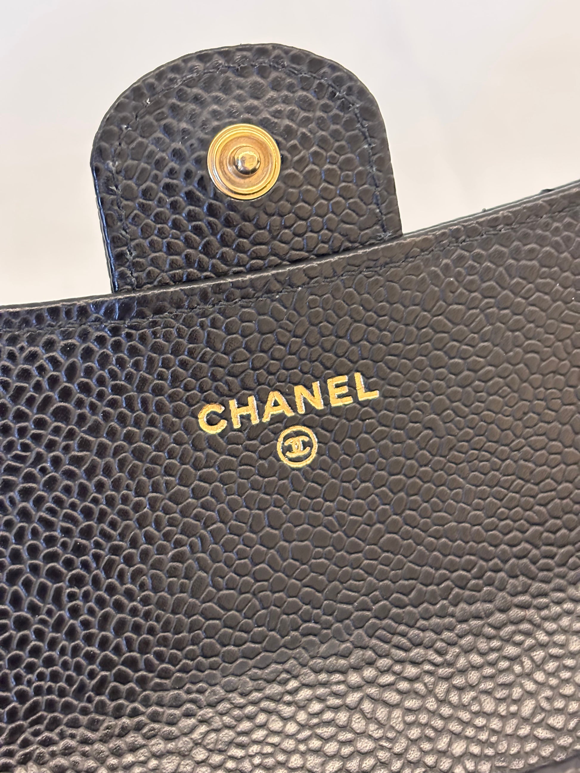 Chanel Black gold long flip wallet