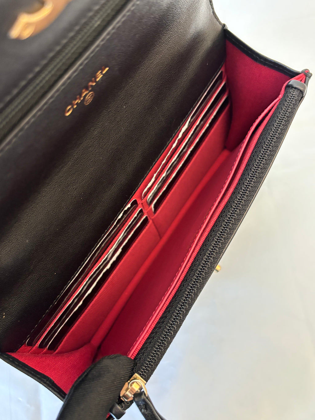 Chanel 19 bag black gold woc